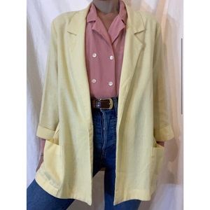 Vintage Alice Stuart | Butter Yellow Oversized Blazer | Size L